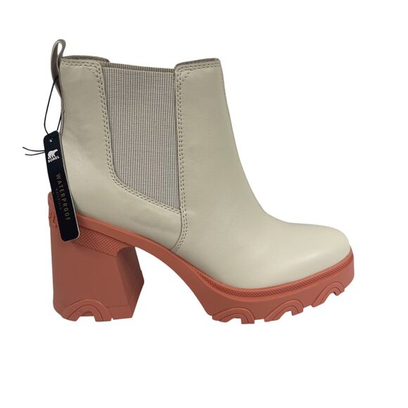 Sorel Shoes - Sorel Brex Chunky Heel Lug Sole Chelsea Boots Sz 10 Waterproof Ivory Orange
